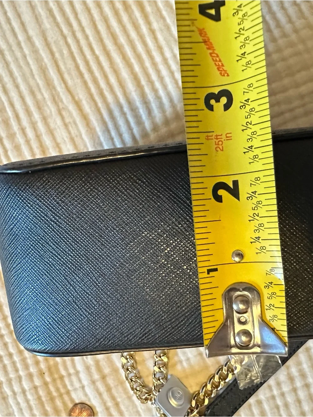Michael Kors Black Leather Shoulder Bag with Gold Chain